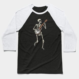 Retro Dancing Skeleton Banjo Vintage Graphic Baseball T-Shirt